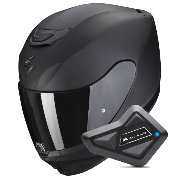 Casque Integral Scorpion Exo 391 Solid Matt Black + Kit bluetooth BT Mini