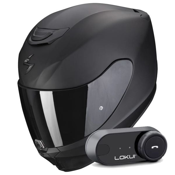 Casque Integral Scorpion Exo 391 Solid Matt Black + Kit Bluetooth Lokui K30 Casque Integral Scorpion Exo 391 Solid Matt Black + Kit Bluetooth Lokui K30