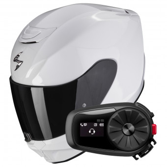Casque Integral Scorpion Exo 391 Solid Pearl White + Kit Bluetooth 5S
