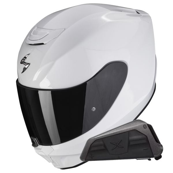 Casque Integral Scorpion Exo 391 Solid Pearl White + Kit bluetooth Exo-Com Link-1 Casque Integral Scorpion Exo 391 Solid Pearl White + Kit bluetooth Exo-Com Link-1