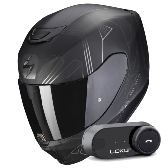 Casque Integral Scorpion Exo 391 Spada Matt Black Chameleon + Kit Bluetooth Lokui K30