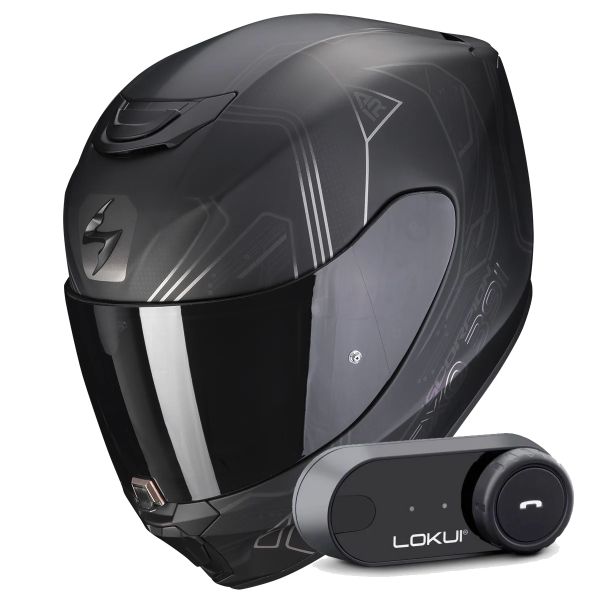 Casque Integral Scorpion Exo 391 Spada Matt Black Chameleon + Kit Bluetooth Lokui K30