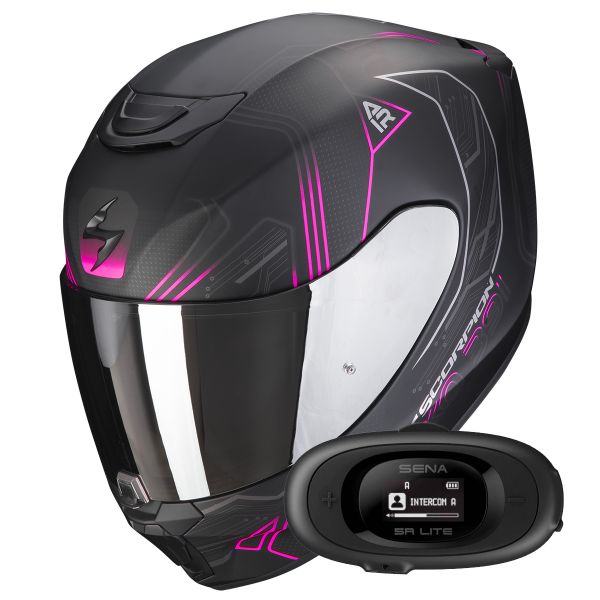 Casque Integral Scorpion Exo 391 Spada Matt Black Pink + Kit bluetooth 5R Lite