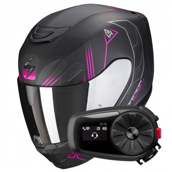 Casque Integral Scorpion Exo 391 Spada Matt Black Pink + Kit Bluetooth 5S