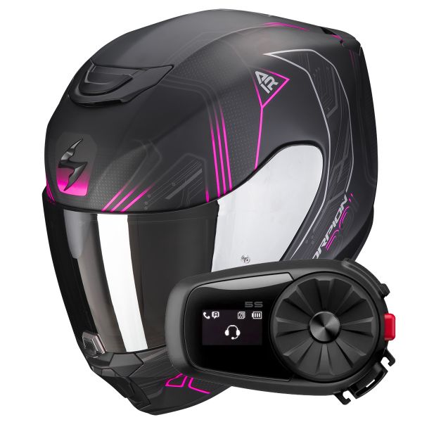 Casque Integral Scorpion Exo 391 Spada Matt Black Pink + Kit Bluetooth 5S Casque Integral Scorpion Exo 391 Spada Matt Black Pink + Kit Bluetooth 5S