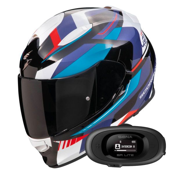 Casque Integral Scorpion Exo 491 Abilis Black Blue Red + Kit bluetooth 5R Lite Solo