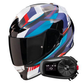 Casque Integral Scorpion Exo 491 Abilis Black Blue Red + Kit Bluetooth 5S Solo