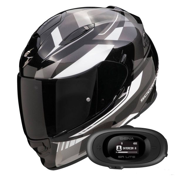 Casque Integral Scorpion Exo 491 Abilis Black Silver White + Kit bluetooth 5R Lite Solo