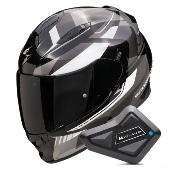 Casque Integral Scorpion Exo 491 Abilis Black Silver White + Kit Bluetooth BT Mini