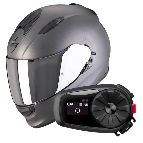 Casque Integral Scorpion Exo 491 Anthracite Matt + Kit Bluetooth 5S