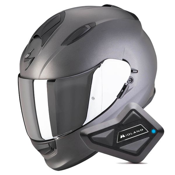 Casque Integral Scorpion Exo 491 Anthracite Matt + Kit Bluetooth BT Mini