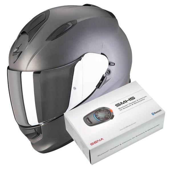 Casque Integral Scorpion Exo 491 Anthracite Matt + Kit Bluetooth SMH5