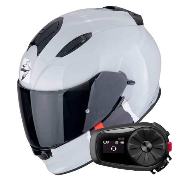 Casque Integral Scorpion Exo 491 Code Grey Red + Kit Bluetooth 5S Solo