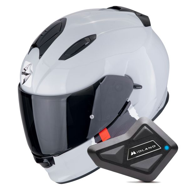 Casque Integral Scorpion Exo 491 Code Grey Red + Kit Bluetooth BT Mini Casque Integral Scorpion Exo 491 Code Grey Red + Kit Bluetooth BT Mini