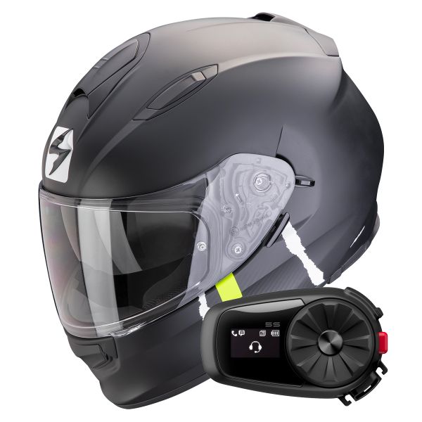 Casque Integral Scorpion Exo 491 Code Matt Black Silver + Kit Bluetooth 5S Solo Casque Integral Scorpion Exo 491 Code Matt Black Silver + Kit Bluetooth 5S Solo