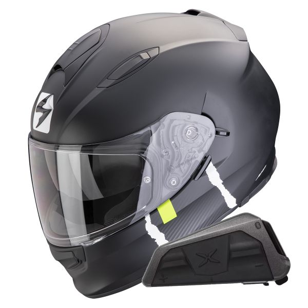 Casque Integral Scorpion Exo 491 Code Matt Black Silver + Kit bluetooth Exo-Com Link-1
