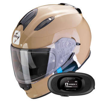 Casque Integral Scorpion Exo 491 Code Sand Blue + Kit bluetooth 5R Lite Solo