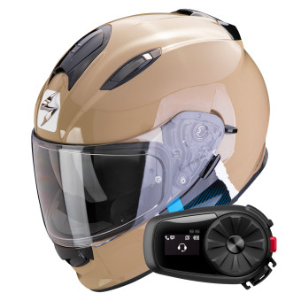 Casque Integral Scorpion Exo 491 Code Sand Blue + Kit Bluetooth 5S Solo
