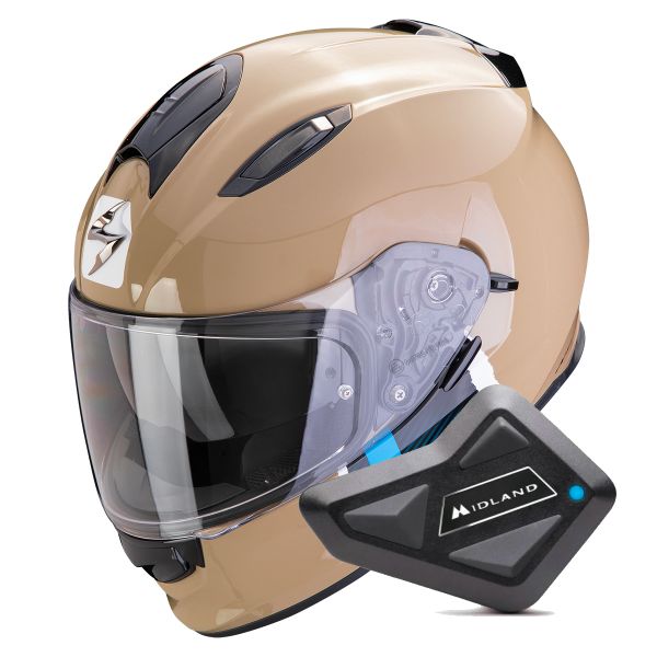 Casque Integral Scorpion Exo 491 Code Sand Blue + Kit Bluetooth BT Mini