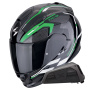 Casque Integral Scorpion Exo 491 Kripta Black Green White + Kit bluetooth Exo-Com Link-1