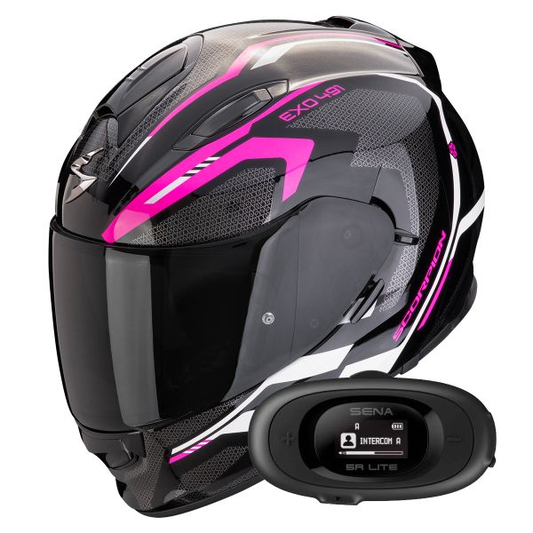 Casque Integral Scorpion Exo 491 Kripta Black Pink White + Kit bluetooth 5R Lite Solo Casque Integral Scorpion Exo 491 Kripta Black Pink White + Kit bluetooth 5R Lite Solo