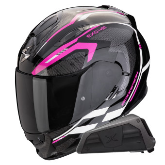 Casque Integral Scorpion Exo 491 Kripta Black Pink White + Kit bluetooth Exo-Com Link-1