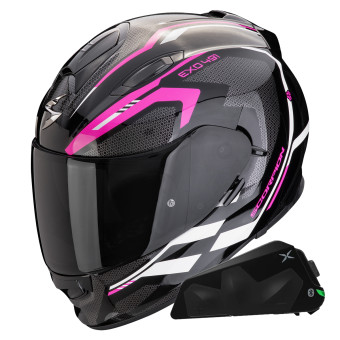 Casque Integral Scorpion Exo 491 Kripta Black Pink White + Kit bluetooth Exo-Com Link-1C