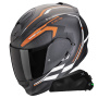 Casque Integral Scorpion Exo 491 Kripta Matt Black Orange White + Kit bluetooth Exo-Com Link-1C