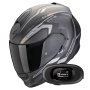 Casque Integral Scorpion Exo 491 Kripta Matt Black Silver + Kit bluetooth 5R Lite Solo
