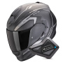 Casque Integral Scorpion Exo 491 Kripta Matt Black Silver + Kit Bluetooth BT Mini