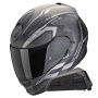 Casque Integral Scorpion Exo 491 Kripta Matt Black Silver + Kit bluetooth Exo-Com Link-1
