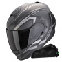 Casque Integral Scorpion Exo 491 Kripta Matt Black Silver + Kit bluetooth Exo-Com Link-1C