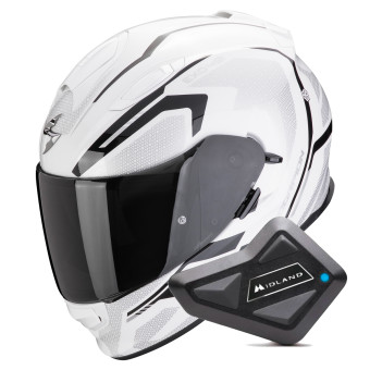 Casque Integral Scorpion Exo 491 Kripta White Black + Kit Bluetooth BT Mini