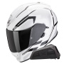 Casque Integral Scorpion Exo 491 Kripta White Black + Kit bluetooth Exo-Com Link-1