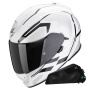 Casque Integral Scorpion Exo 491 Kripta White Black + Kit bluetooth Exo-Com Link-1C