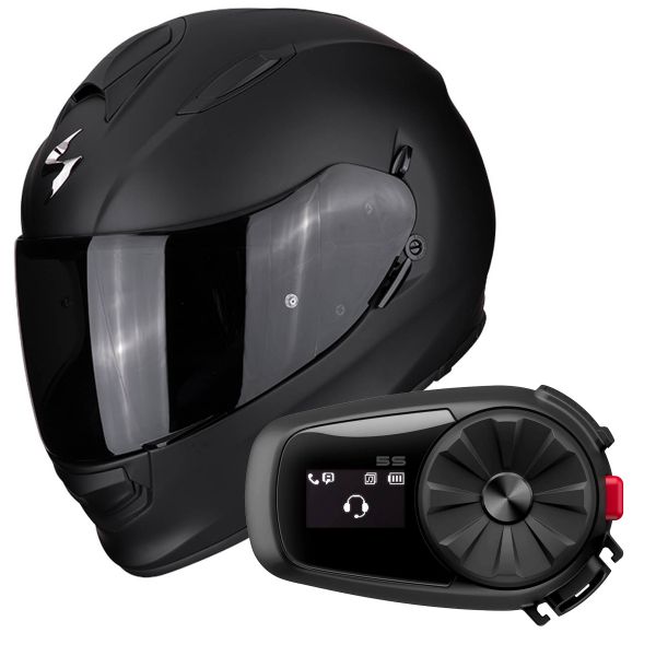 Casque Integral Scorpion Exo 491 Matt Black + Kit Bluetooth 5S