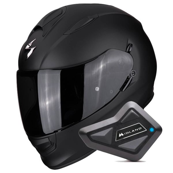 Casque Integral Scorpion Exo 491 Matt Black + Kit Bluetooth BT Mini