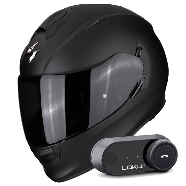 Casque Integral Scorpion Exo 491 Matt Black + Kit Bluetooth Lokui K30