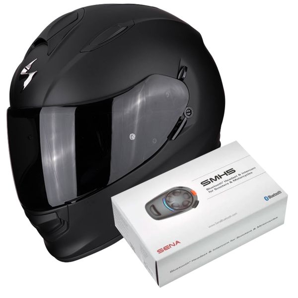 Casque Integral Scorpion Exo 491 Matt Black + Kit Bluetooth SMH5