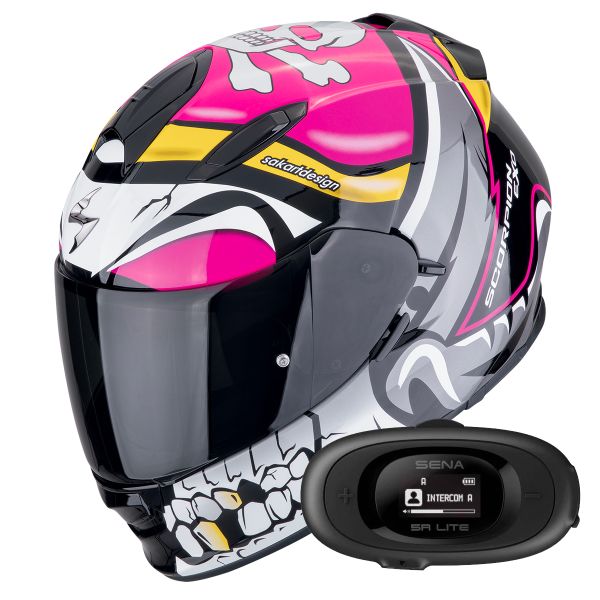 Casque Integral Scorpion Exo 491 Pirate Pink + Kit bluetooth 5R Lite
