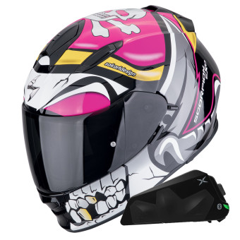 Casque Integral Scorpion Exo 491 Pirate Pink + Kit bluetooth Exo-Com Link-1C