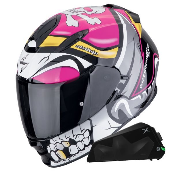 Casque Integral Scorpion Exo 491 Pirate Pink + Kit bluetooth Exo-Com Link-1C Casque Integral Scorpion Exo 491 Pirate Pink + Kit bluetooth Exo-Com Link-1C