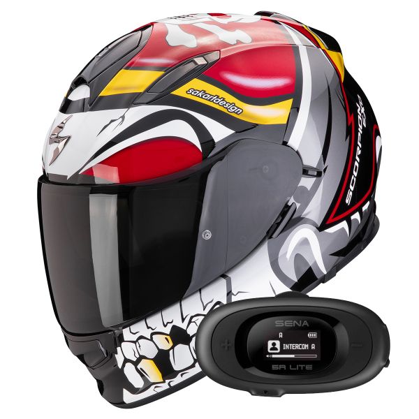 Casque Integral Scorpion Exo 491 Pirate Red + Kit bluetooth 5R Lite Solo