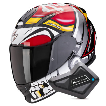 Casque Integral Scorpion Exo 491 Pirate Red + Kit Bluetooth BT Mini