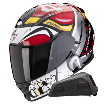 Casque Integral Scorpion Exo 491 Pirate Red + Kit bluetooth Exo-Com Link-1