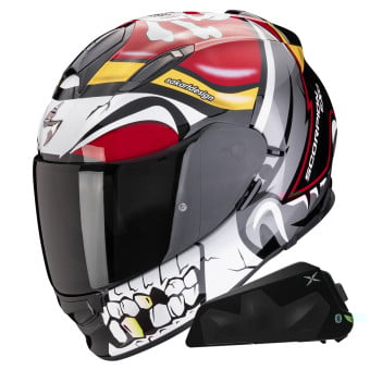 Casque Integral Scorpion Exo 491 Pirate Red + Kit bluetooth Exo-Com Link-1C