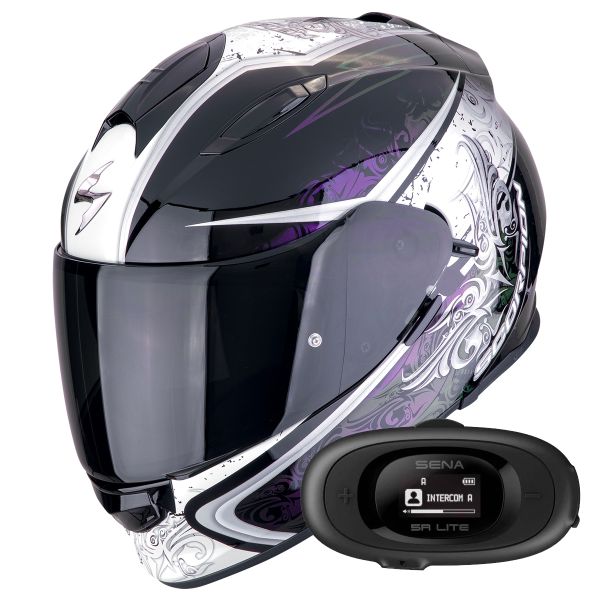 Casque Integral Scorpion Exo 491 Run Black Chameleon + Kit bluetooth 5R Lite