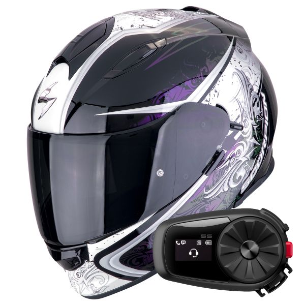 Casque Integral Scorpion Exo 491 Run Black Chameleon + Kit Bluetooth 5S Solo