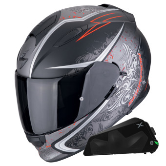 Casque Integral Scorpion Exo 491 Run Matt Black Red + Kit bluetooth Exo-Com Link-1C