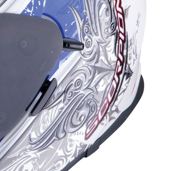 Scorpion Exo 491 Run White Blue + Kit bluetooth Exo-Com Link-1